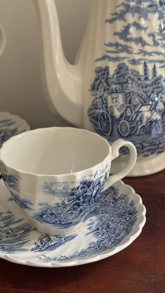 Vintage Blue & White Tea Set | Myott “Royal Mail”