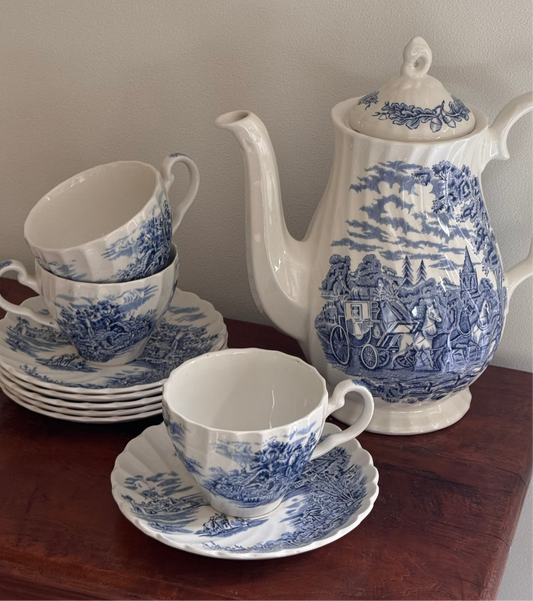 Vintage Blue & White Tea Set