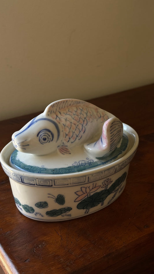 Vintage Porcelain Chinese Coi Fish Bowls
