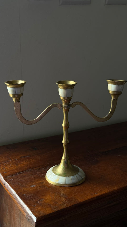 Candle Holder with Mother-of-Pearl Intrusion
